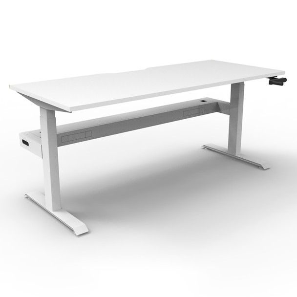 Rapidline Boost Crank Single Sided Workstation with Cable Tray 1500mm W Natural White Top / White Frame | Mega Office Supplies