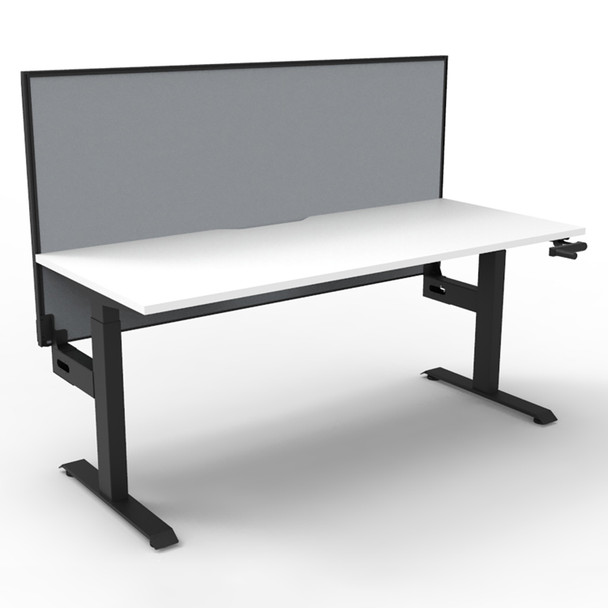 Rapidline Boost Crank Single Sided Workstation with Screen 1200mm W Natural White Top / Black Frame | Mega Office Supplies
