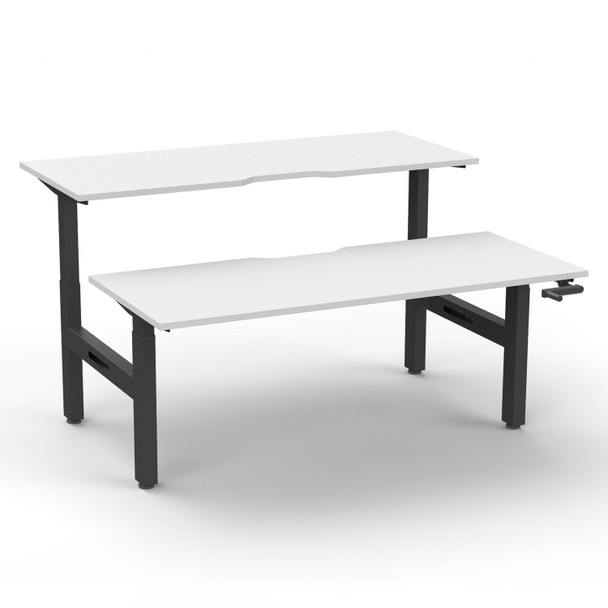 Rapidline Boost Crank Back To Back Workstation 1200mm W Natural White Top / Black Frame | Mega Office Supplies