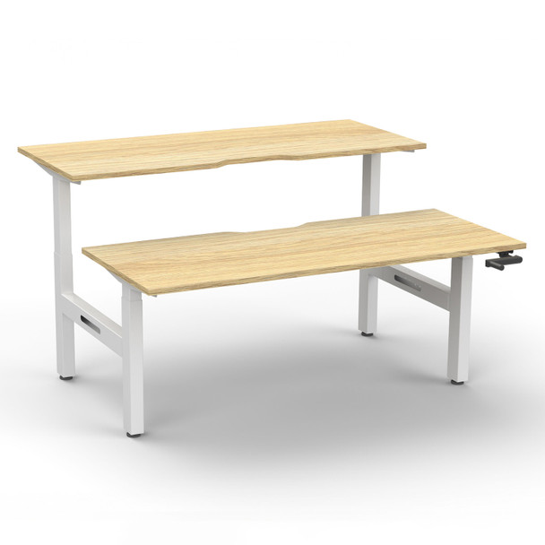 Rapidline Boost Crank Back To Back Workstation 1200mm W Natural Oak Top / White Frame | Mega Office Supplies