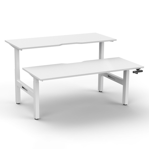 Rapidline Boost Crank Back To Back Workstation 1800mm W Natural White Top / White Frame | Mega Office Supplies
