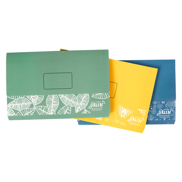 Marbig Document Wallet Foolscap Assorted Enviro Pack 10 | Mega Office Supplies