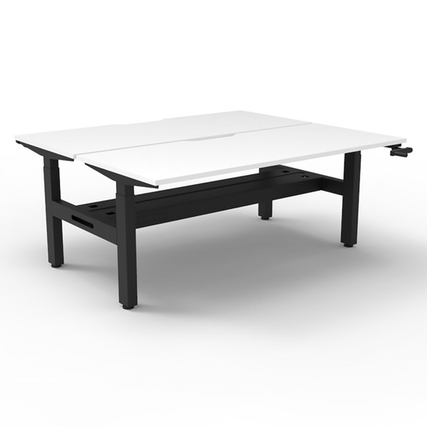 Rapidline Boost Crank Back to Back Workstation 1500 x 750mm with Cable Tray Natural White / Black Satin