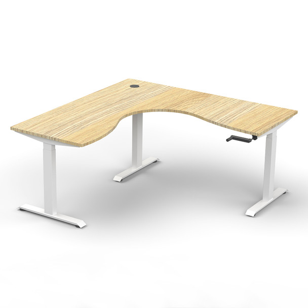 Rapidline Boost Crank Corner Workstation 1800 x 1500mm W Natural Oak Top / White Frame | Mega Office Supplies