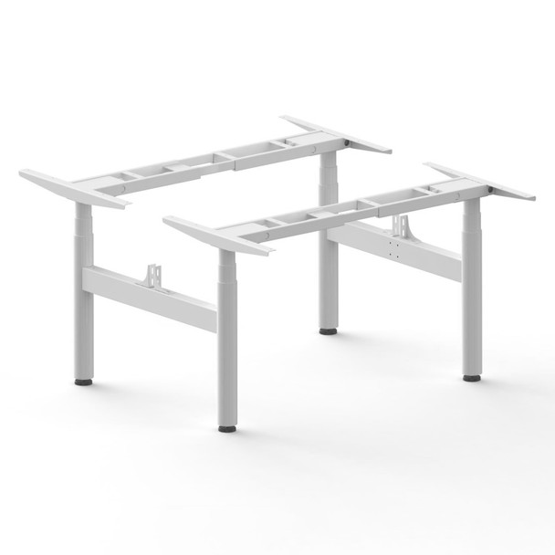 Rapidline Halo Plus Back To Back Height Adjustable Workstation Frame White | Mega Office Supplies