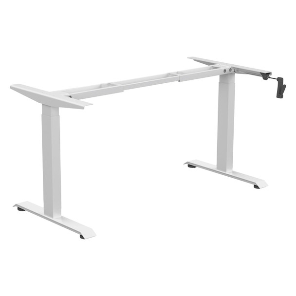 Rapidline Boost Crank Single Sided Manual Height Adjustable Workstation Frame White | Mega Office Supplies