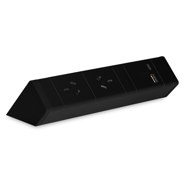 Rapidline Athena Power Rail Kit 2 GPO 1 USB-A 1 USB-C Black