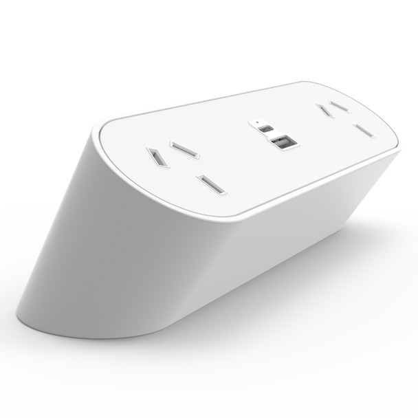 Rapidline Nova Trio Power Rail 2 GPO 1 USB-A 1 USB-C 3 Pin Lead White