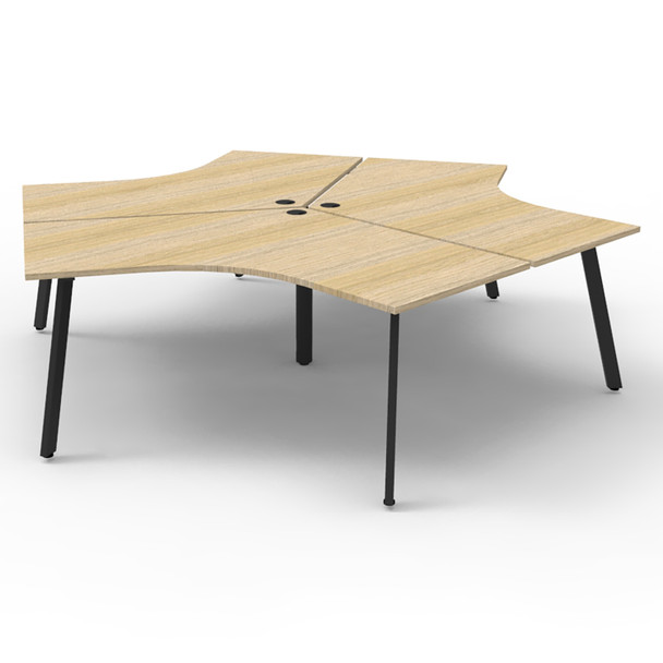 Rapidline Deluxe Infinity 3 Person 120 Degree Workstation Eternity Leg without Screen Natural Oak / Black