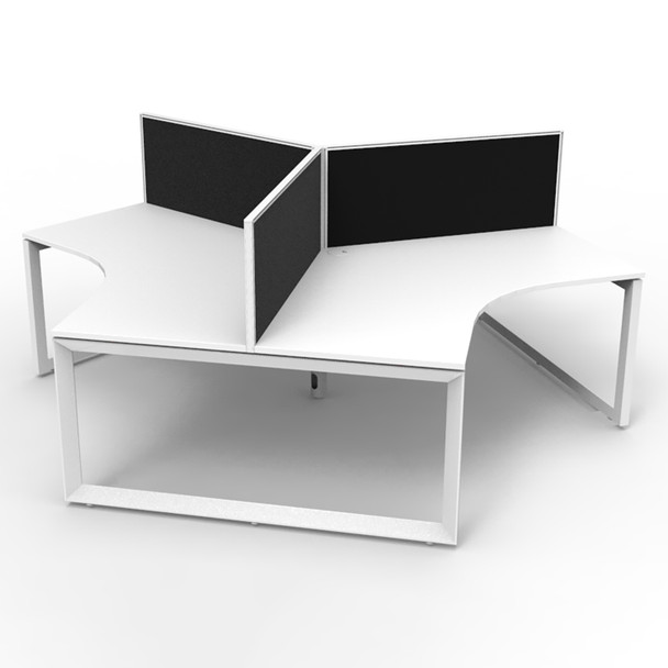 Rapidline Deluxe Infinity 120 Degree Workstation Loop Leg with Screen Natural White Top / White Frame | Mega Office Supplies