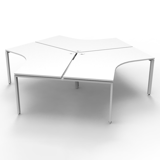 Rapidline Deluxe Infinity 3 Person 120 Degree Workstation Profile Leg without Screen Natural White / White