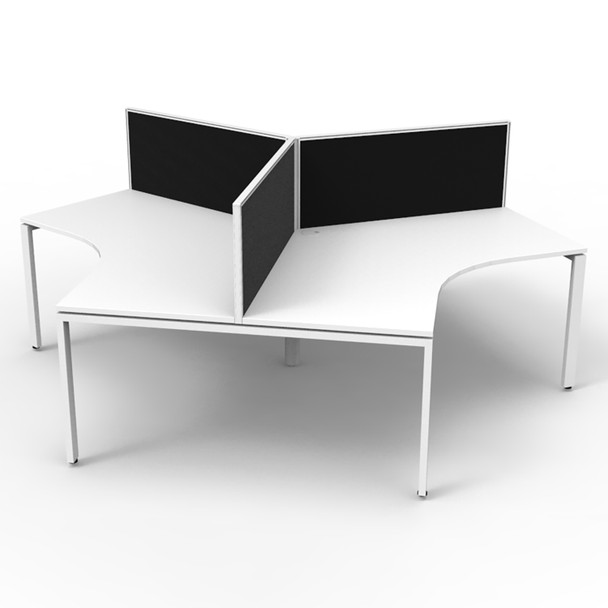 Rapidline Deluxe Infinity 3 Person 120 Degree Workstation Profile Leg with Screen Natural White / White