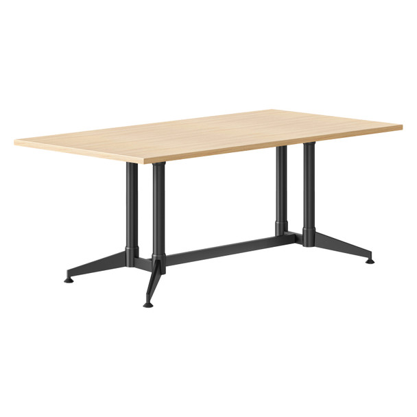 Rapidline Typhoon Meeting Table 1800 x 900mm Natural Oak Top / Black All Over Frame | Mega Office Supplies