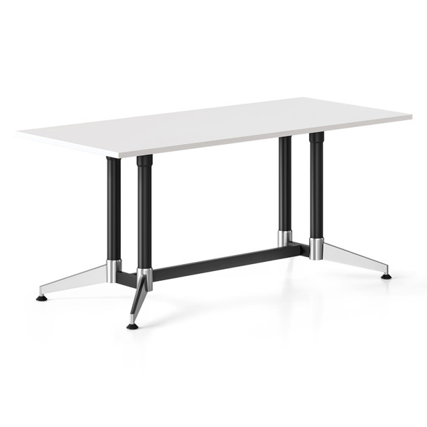 Rapidline Typhoon Meeting Table 1800 x 750mm Natural White Top / Black Frame with Chrome Foot | Mega Office Supplies