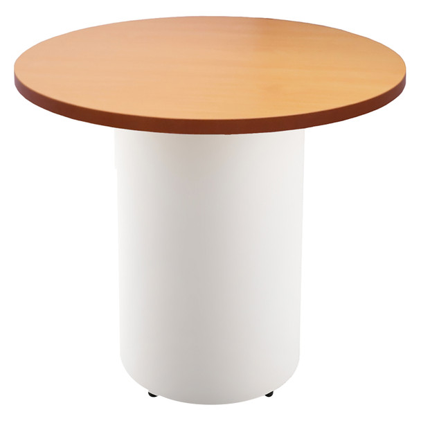 Rapidline Drum Base Round Table 900mm Dia x 730mm H Beech Top / White Frame | Mega Office Supplies