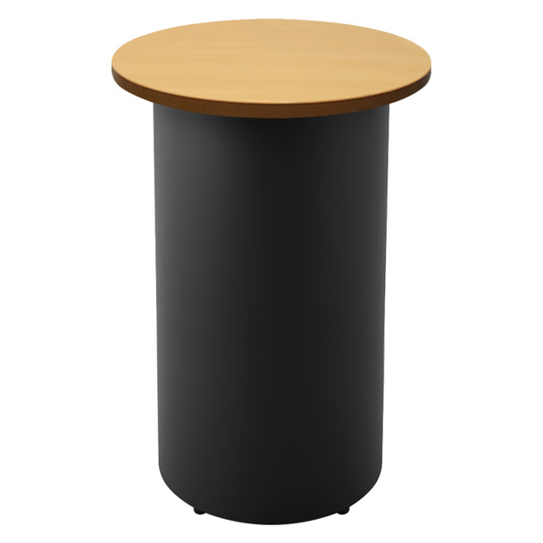 Rapidline Drum Base Round High Bar Table 600mm Dia x 1050mm H Beech Top / Black Frame | Mega Office Supplies