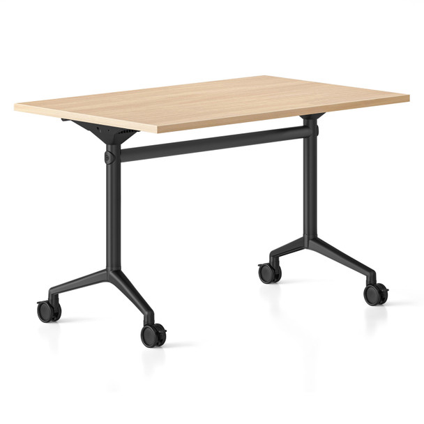 Rapidline Typhoon Flip Top Table 1500 x 750mm Natural Oak Top / Black All Over Frame | Mega Office Supplies