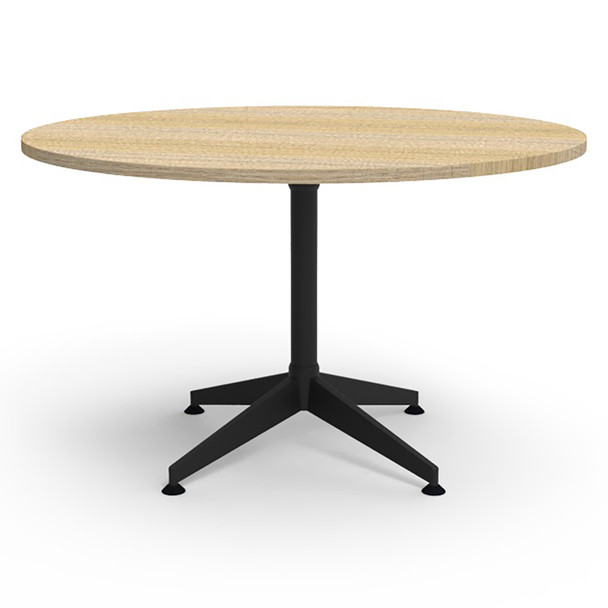 Rapidline Typhoon Round Meeting Table 1200 Dia x 750mm H Natural Oak Top / Black All Over Frame | Mega Office Supplies