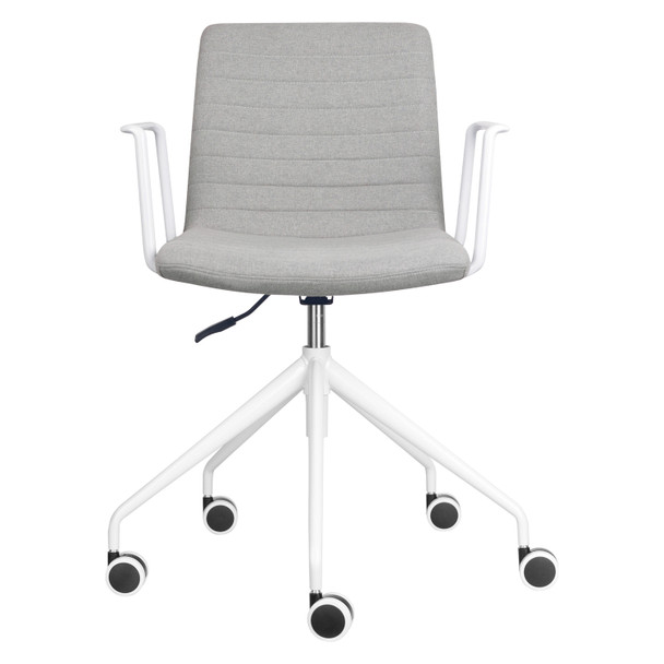 Rapidline Pixel 5 Star Breakout and Meeting Chair Light Grey Fabric / White Base with Arms | Mega Office Supplies