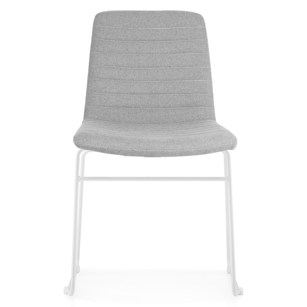 Rapidline Pixel Sled Base Breakout and Visitor Chair Light Grey Fabric / White Base | Mega Office Supplies
