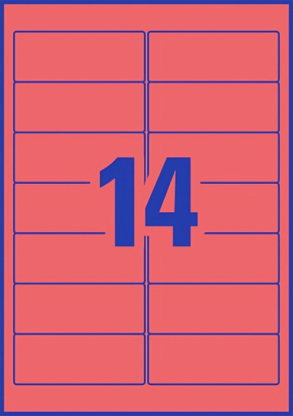 Avery 5/Pack - 99.1 x 38.1 mm, Laser & Inkjet | 14UP - Coral Coloured Labels - L7209 | Mega Office Supplies
