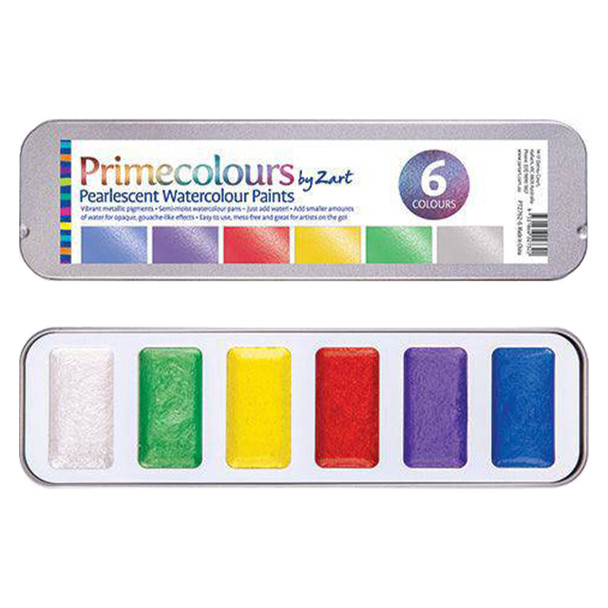 Creative School Supply Zart Primecolours Pearlescent Watercolour Paints Assorted Pack of 6 | Mega Office Supplies