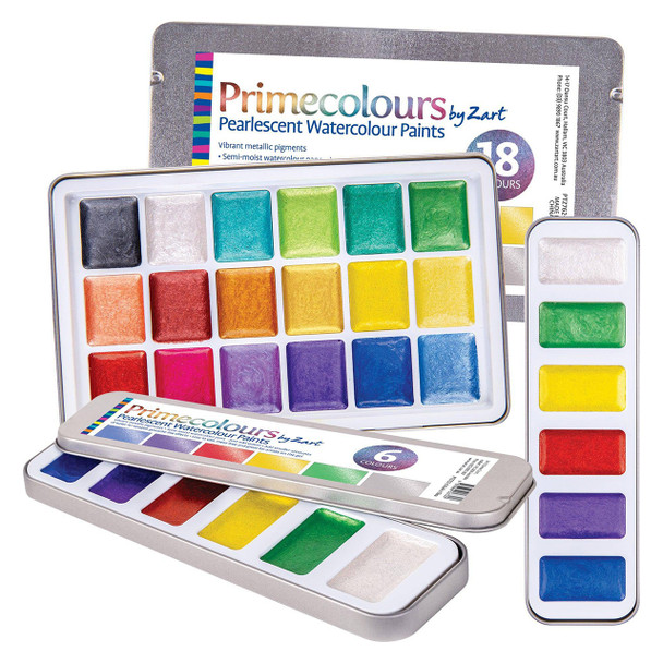 Creative School Supply Pack of 6 Zart Primecolours Pearlescent Watercolour Paints Assorted | Mega Office Supplies