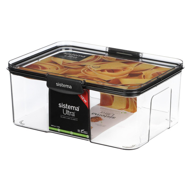 Sistema Ultra Clear Plastic Container Rectangle 2.63L Black