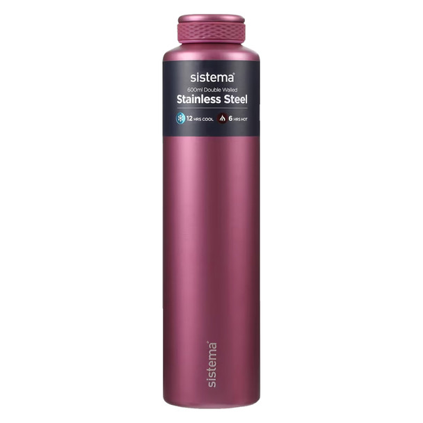Sistema Stainless Steel Insulated Drink Bottle Assorted 600ml