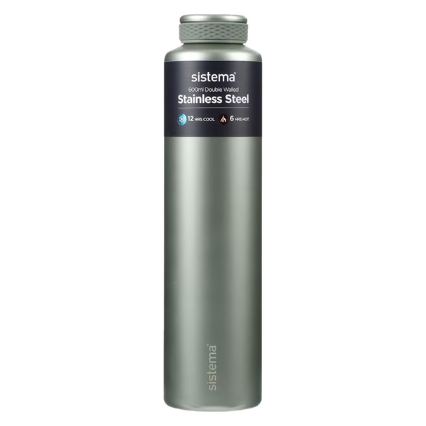 Sistema 600ml Assorted Stainless Steel Insulated Drink Bottle