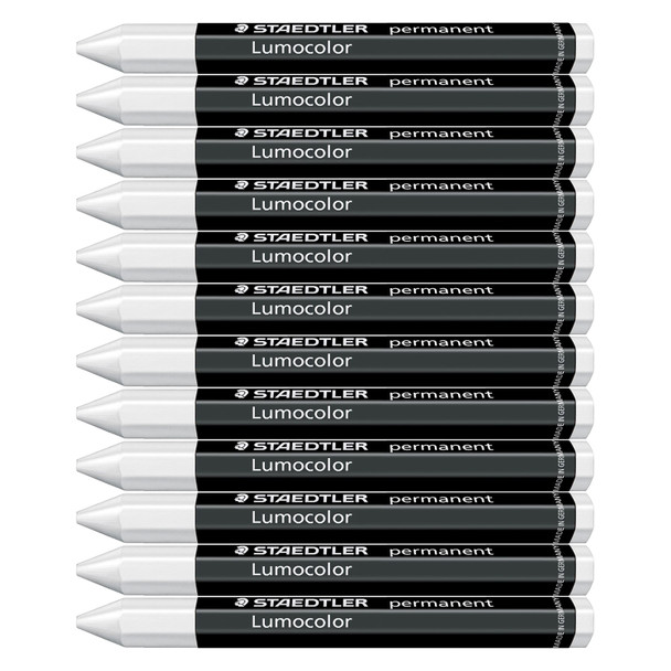 Staedtler Lumocolor Permanent Omnigraph Crayon White Pack 12 | Mega Office Supplies