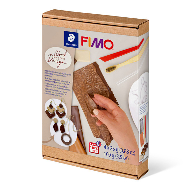 Fimo 8025 HTC Oven-Bake Modelling Clay How-To-Create Set "Wood Design" | Mega Office Supplies