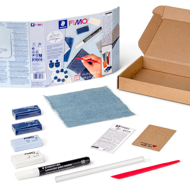 Fimo Oven-Bake Modelling Clay How-To-Create Set "Denim Design" 8025 HTC | Mega Office Supplies