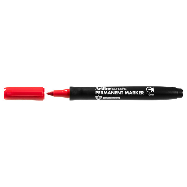 Artline Single Red Antimicrobial Supreme Permanent Marker Pack of 12 | Mega Office Supplies
