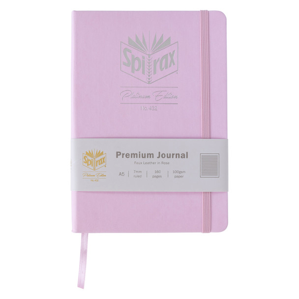 Spirax Platinum Premium Journal A5 160 Page Rose 7mm Lined Pack of 10