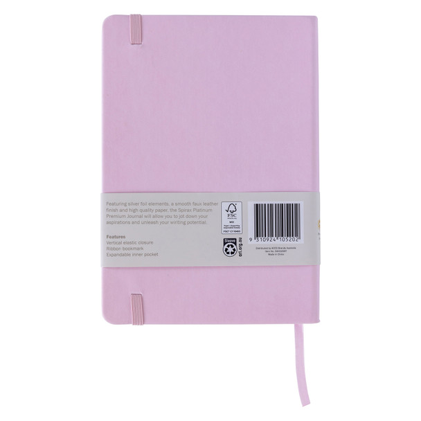 Spirax Platinum Premium Journal A5 Rose 160 Page 7mm Lined Pack of 10