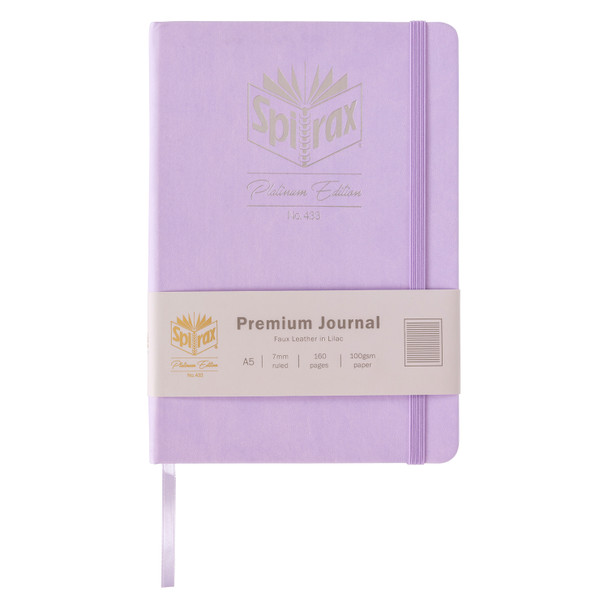 Spirax Platinum Premium Journal A5 160 Page Lilac 7mm Lined Pack of 10