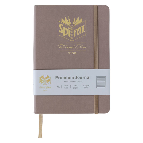Spirax Platinum Premium Journal A5 160 Page Latte 7mm Lined Pack of 10