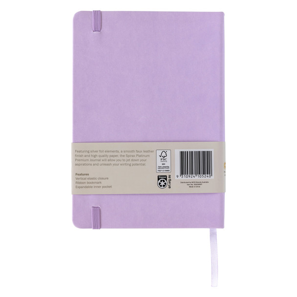 Spirax Platinum Premium Journal Lilac A5 160 Page Dotted Pack of 10