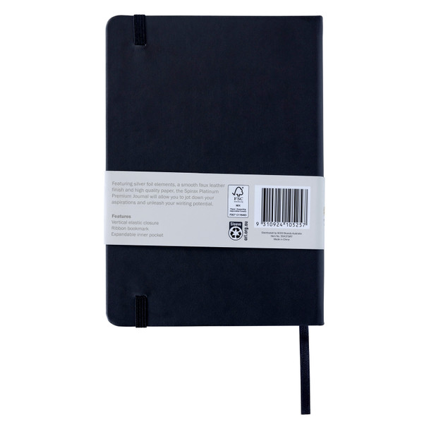 Spirax Platinum Premium Journal Jet A5 160 Page Dotted Pack of 10