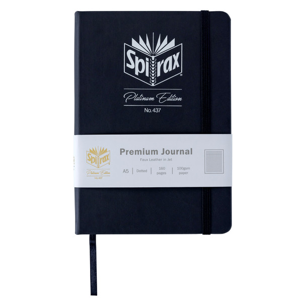 Spirax Platinum Premium Journal A5 160 Page Jet Dotted Pack of 10