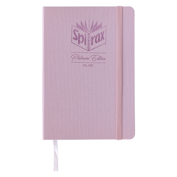 Spirax Platinum Journal Linen-Look A5 160 Page 7mm Lined Flamingo Pack of 10
