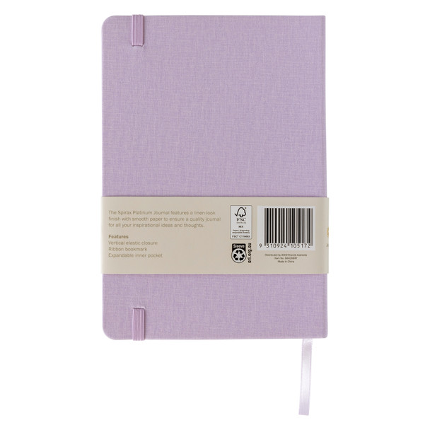 Spirax Platinum Journal Linen-Look A5 Iris 160 Page 7mm Lined Pack of 10