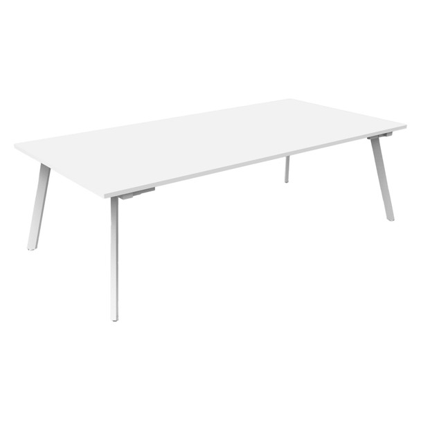 Rapidline Eternity Meeting Table Rectangle 2100 x 730mm Natural White Top / White Satin Base | Mega Office Supplies