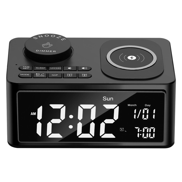 Dolphy Wireless Charge Clock Radio Black Bluetooth | Mega Office Supplies