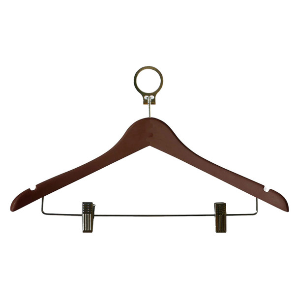 Dolphy Security Wooden Cloth Hanger with Clips Brown Pack of 50 | Mega Office Supplies