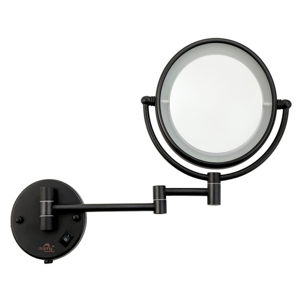 Dolphy 5X LED Magnifying Mirror Wall Mount Black | Mega Office Supplies
