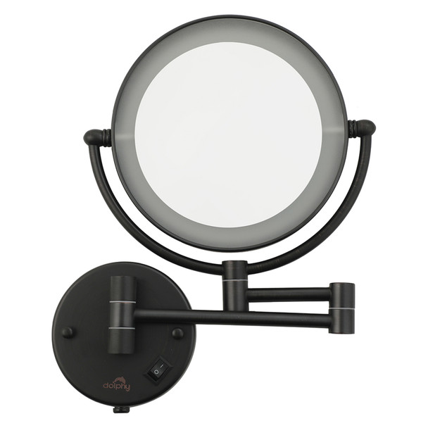 Dolphy Black 5X LED Magnifying Mirror Wall Mount | Mega Office Supplies