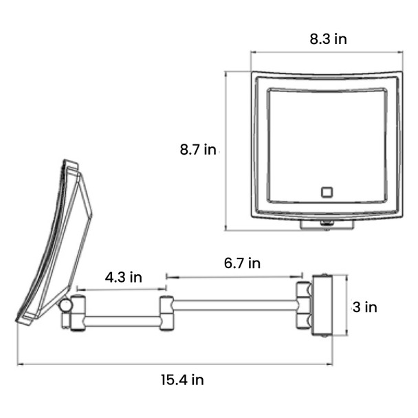 Dolphy Silver 180° 3X LED Magnifying Mirror Wall Mount One Side | Mega Office Supplies