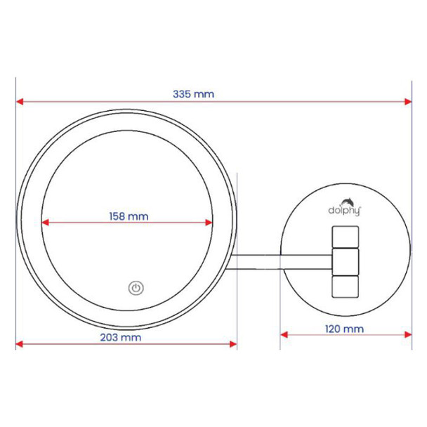Dolphy White 3X LED Magnifying Mirror Wall Mount Single Arm Round | Mega Office Supplies
